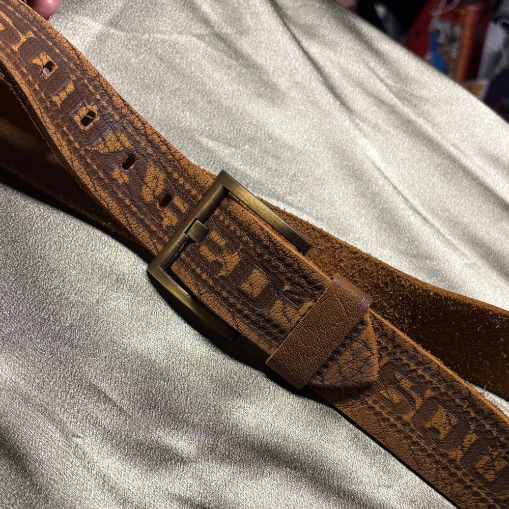 DSQUARED2 Tan Suede Embossed Belt